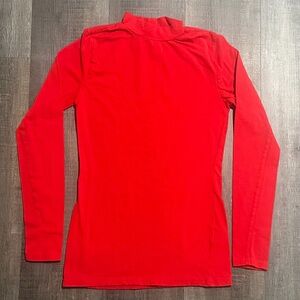 💞 New Women’s Size Small Red Long Sleeve Mock Turtleneck Tee Shirt